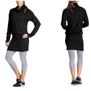 Athleta Women’s Size XL Duran Tunic Blouson Dress Thumbholes Drop Waist Black